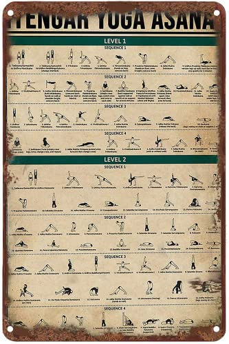 Xiddxu Retro-Blechschild, Yoga Asanas, Yoga-Poster, Vintage-Poster, Wanddekoration, Übungs-Yoga von zu Hause, Yoga-Liebhaber, Geschenk, BarTavernPubClub Männerhöhle, Wanddekoration, 20,3 x 30,5 cm