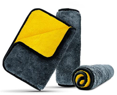 Flexowire Profi Mikrofasertücher – extrem saugstark & lackschonend – 3er Set 1000 GSM Auto Microfaser Putztuch und Poliertuch fusselfrei – Microfaser Putztuch – Microfasertücher (30x40cm)