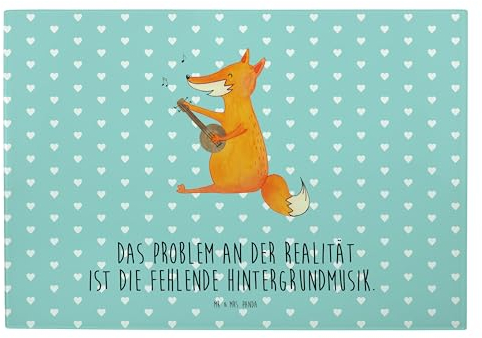 Mr. & Mrs. Panda XL Glas Schneidbrett Fuchs Gitarre - Geschenk, Musiker, Musikerin, Lagerfeuer, Musik Spruch, Sänger, Frühstücksbrett, singen, Küche,