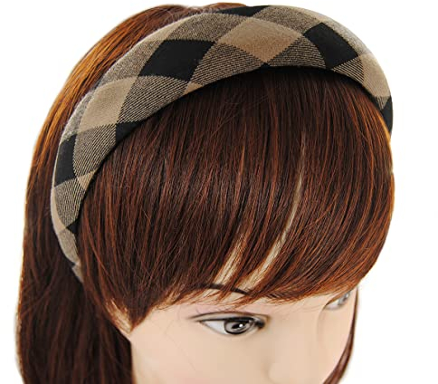 axy Breiter Haarreif mit Stoff gepolstertes - Damen Wunderschön Stirnband Haarschmuck Haarreifen HRK9 (Braun)
