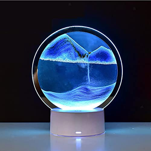 DAZZLEEX Dynamisches Sand-Nachtlicht, 3D-fließendes Sand-Nachtlicht, Sanduhr-Lampe, bewegliches Sandbild, Dekoration, Blau