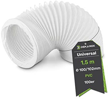DEKAROX Manguera flexible de 1,5 m de PVC, diámetro de 100/102 mm, flexible, para aire acondicionado y secadora