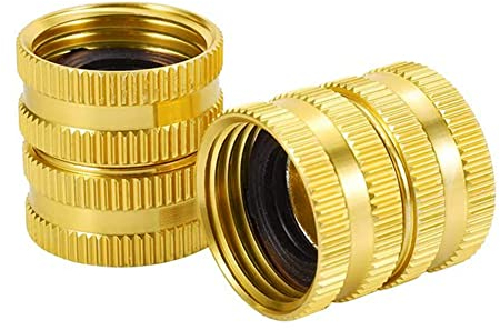 Hooshing Gartenschlauchverbinder, 1,9 cm weiblich auf weiblich, massives Messing, doppelt weiblich, schwenkbar, Schlauchverbinder, Adapter, 2 Stück