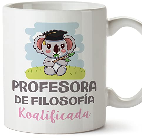 MUGFFINS Tazas para PROFESORA DE FILOSOFÍA mujer - En Español - Koalificado/koalificada - 11 oz / 330 ml - Regalo original y divertido