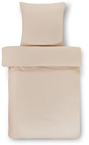 Stupendo 2 teilig Damast Bettwäsche Bettgarnitur Set Bettdeckenbezug 135x200 cm -1 x Kissenbezug 80x80 cm - mit Reißverschluss Oeko-TEX® Creme DS-131