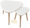 HUOLE Beistelltisch Couchtisch Sofatisch,2 Set Beistelltisch mit Ablagen Couchtisch Sofatisch Kaffeetisch Satztisch Zwei Dreiecke - weiß