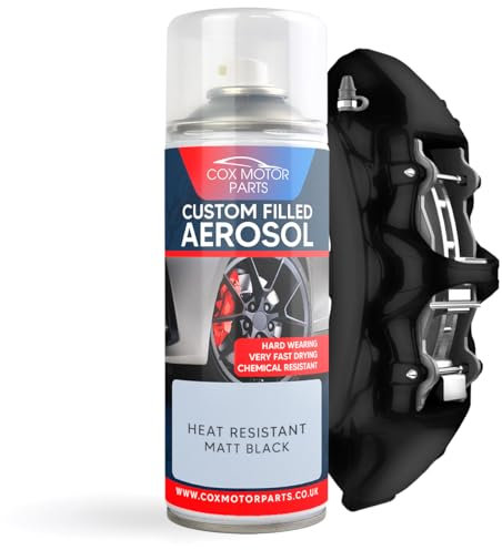 COX MOTOR PARTS Custom Filled Aerosol Caliper Paint | 400ml Spray Can - Matt Black