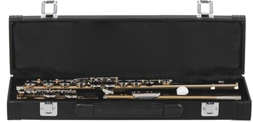 Professionelles Musikinstrument mit geschlossener Flöte, vergoldetem Korpus und silberner Klappe, mit Koffer Einsteiger Querflöten