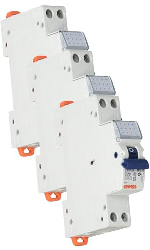 Gewiss GW90028 Interruttore Magnetotermico 1P+N 20A 4,5KA, Automatico, Multicolore (Confezione da 3)