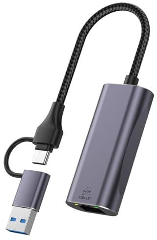 Oliveria USB C auf Ethernet Adapter, USB 3.0 auf RJ45 Gigabit Ethernet LAN 1000 Mbps Netzwerkadapter, Ethernet auf USB Typ-C 10/100/1000Mbps Netzwerk Adapter für Windows XP/MacBook/Linux