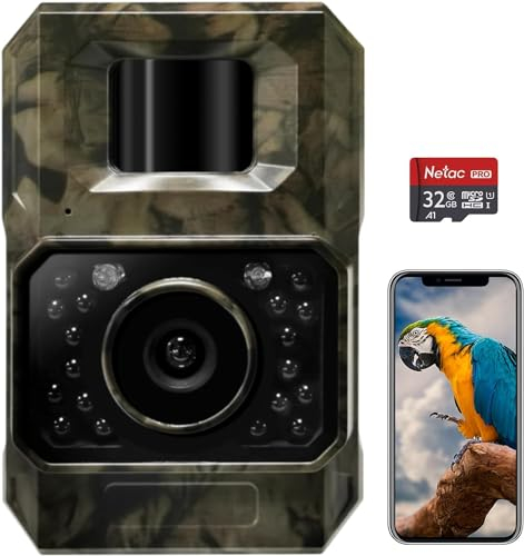 MAXDONE Wildkamera mit Bewegungsmelder Nachtsicht Bluetooth - WLAN mit Handyübertragung App Wiederaufladbare 2000mAh Batterie, Low Glow 48MP Bildschirmlose Nachtsichtgerät 0,1s Jagdkamera