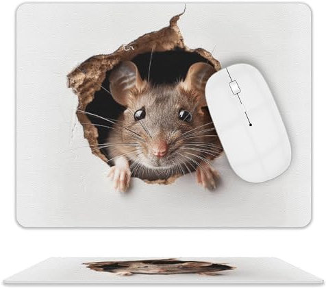 Mouse Pad, Mouse in Hole Printed Leather Mouse Pads,Comfortable and Durable,Desk Pad Suitable for Daily Office Use
