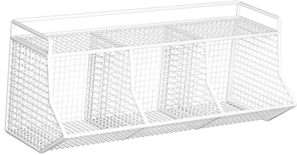 Folpus Hängekorb 3 Gitter, Obst Aufbewahrungskörbe, hängende Obstkörbe, selbstklebend, hängende Lagerung Organisator, Metallgitter Körbe abnehmbar für Küche Bad Schränke, 3 Gitter-Weiß