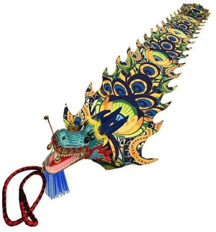 Dragon Dance Paon Ruban de danse dragon avec tête de lion Danse chinoise Nouvel An Dragon Dance Performance Props