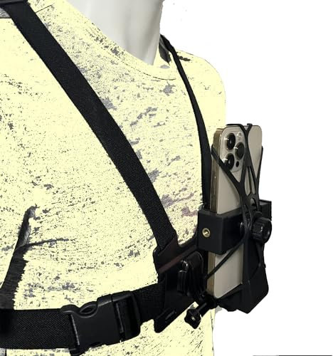 Correa elástica ajustable para el pecho con soporte giratorio de 360° para cámaras Gopros Heros e Insta360 One y teléfonos móviles