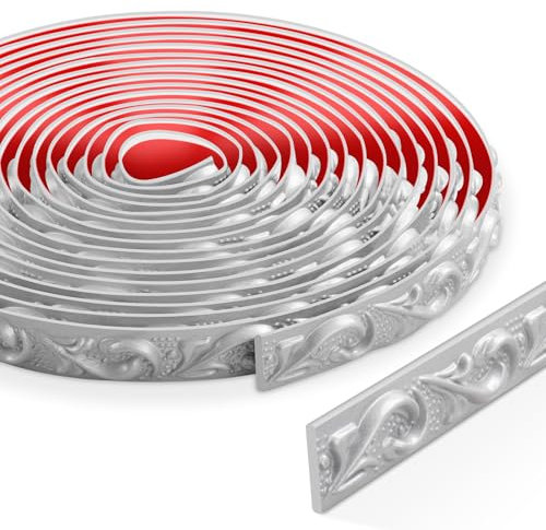 6 Metri Stacca e Incolla modanatura adesiva, 3D Rifiniture da Parete, Adesivo Cornice Specchio per Cornici di Specchi, Telai di Porte, Soffitti, Decorazioni per La Casa(Argento)