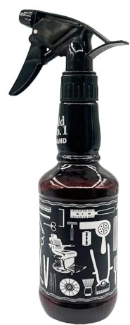 Eson Hair Water Spray Bottle 300ml, Whisky Style Spray Bottle for Hair, Barber Salon Hairdresser, Mist Sprayer,Retro Stylish, Empty Refillable Sprayer for Shaving and Cleaning 300ml (Brown Circle)