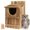 UUMENHA Eulenhaus, karbonisierte Zedernholz, große Eule, Vogelbox mit Spänen, Eulenkästen für draußen, 37,8 x 22,7 x 19,5 cm, Eulen-Nistkasten für Wildtierliebhaber, einfache Montage erforderlich