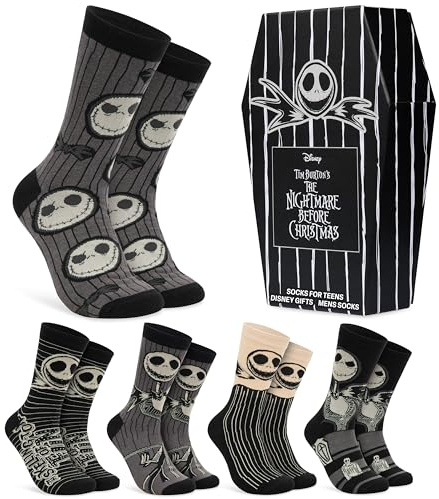 Disney Mens Socks, Pack of 5 Calf Length Socks, Soft and Breathable The Nightmare Before Christmas Grumpy, Funny Gifts for Men