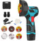 12V Mini Cordless Angle Grinder, Brushless Battery Angle Grinder with 6 Cutting Discs & 1 Gloves, 2pcs 1500mAh Batteries, 19500 RPM Grinding Machine for Cutting, Polishing and Grinding