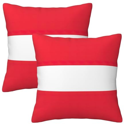 BREAUX Uni-Kissen mit österreichischer Flagge, weiches Polyester, zweiseitiger Volldruck, Kissenbezüge für jeden Raum