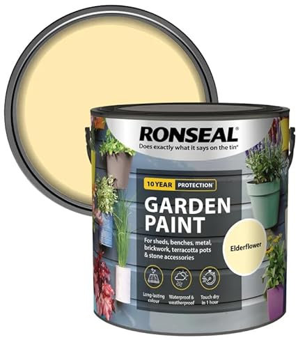 DUAYRA Garden Paint 2.5L | Quick Drying Outdoor Paints | All Purpose Long Lasting | Multicolor Water Based | Water Resistant Weatherproof Matt Finish | For Brickwork, Metal, Wood (Elderflower)