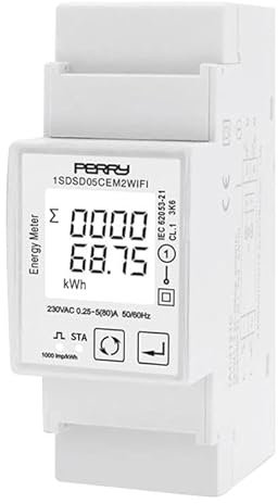 ECI ELETTROFORNITURE PERRY 1SDSD05CEM2WIFI Contatore di energia monofase digitale con connessione Wi-Fi, 2 DIN