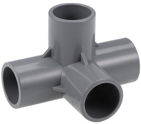 TA-VIGOR 10Pcs 20mm PVC Pipe Fittings, 4-Way Elbow Tee Corner Connectors, Slip Right Angle 4 Way Tee Pipe Splice Joints for Garden Water Pipe and Irrigation Systems, Grey