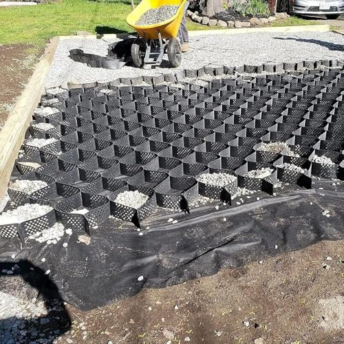 Lastre Stabilizzatore de Ghiaia Griglia carrabile per impieghi gravosi, Rinforzo al Suolo, Alto 2 Pollici Geogriglia di stabilizzazione del Suolo in Ghiaia,N