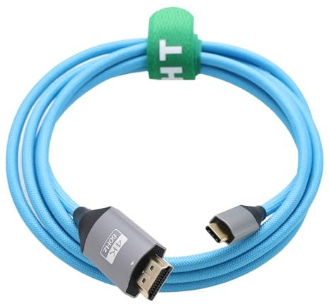 HangTon Câble USB-C vers HDMI 4K60 pour miroir d'écran, iPhone 15/16, MacBook Pro/Air, ordinateur portable Dell Lenovo vers TV, PC, moniteur, projecteur, bleu, 1,8 m