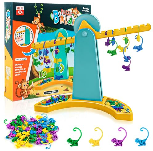 Monkey Balance Game, Affen Waage Kinderspiele, Cartoon Tier Balance Skala Math Spielzeug Lernspielzeug, für Kinder und Erwachsene Familien Brettspiele Montessori Spiel