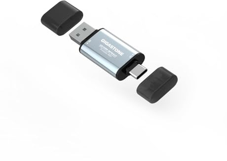 Gigastone Duo Go USB-A+C 512GB Dual External Portable SSD 500MB/s Superficie Lucida, Supporta Apple 4K 60fps ProRes HDR Registrazione Video USB3.2 Gen 2 per iPhone 16 PS5 Mac iPad Laptop Android