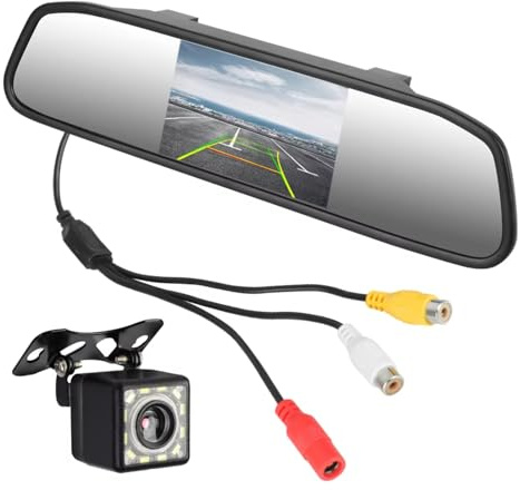 Parkkamera 12V Auto Innenspiegel Rückansicht Kamera Parkplatz Monitor PDC DVD Player 4,3 Zoll Bildschirm HD Video Display Zubehör(Mirror and Camera)