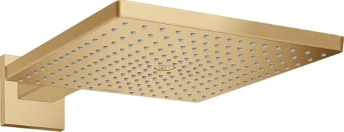 hansgrohe Raindance E - wassersparende Kopfbrause (EcoSmart) mit Brausearm, Duschbrause (300 x 300 mm), Regendusche für Wandmontage, Brausekopf mit Antikalk-Funktion, Brushed Bronze, 26239140