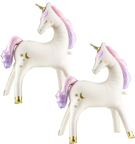 2 Stück Einhorn Luftballons, XXL Folienballon Einhorn Aufblasbar | Einhorn Deko Kindergeburtstag, EinhornN Ballon Stehend, für Mädchen Junge