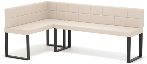 IDOHOME Esszimmer Eckbank mit Rückenlehne 196 x 142 cm | 196 x 142 x 87 cm, Metallbeine, Bequem sitzen, Gepolsterte Sitzfläche, Im Esszimmer