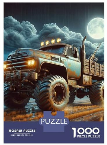 Lastwagen 1000 Stück Umweltfreundliches Papier Pickup Truck mondbeleuchtete Schlammstraße Puzzle Liebhaber Familienbonding Wochenendunterhaltung Einfach zu handhaben 38x26cm/1000pcs