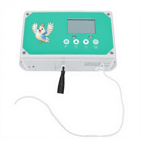 Zhjvihx Ouvre-Porte Automatique de Poulailler, Minuterie Programmable, Télécommande, Kit de Moteur de Poulailler étanche IP44 avec Affichage LED, pour Poulet, Canard, Oies, Niche (Prise UE 100-240V)