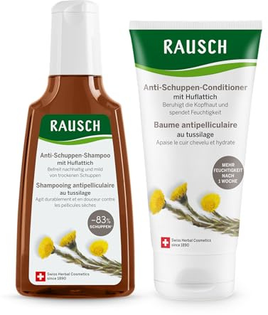 Anti-Schuppen-Set mit Huflattich bei trockenen Schuppen – wirksame Pflege bei trockenen Schuppen & juckender Kopfhaut – veganes Shampoo ohne Silikone, hergestellt in der Schweiz