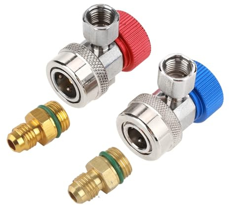 R134a Adattatore attacco rapido, connettori ad alta e bassa pressione Raccordi per tubi aria condizionata per auto Set di adattatori per connettori HVAC con tappo per accesso alla