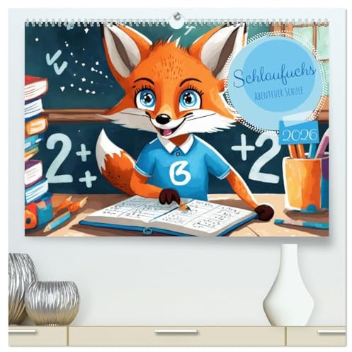 Schlaufuchs - Abenteuer Schule (hochwertiger Premium Wandkalender 2026 DIN A2 quer), Kunstdruck in Hochglanz: Begleitet die schlauen Füchse in ihrem ersten Schuljahr. (CALVENDO Spass)