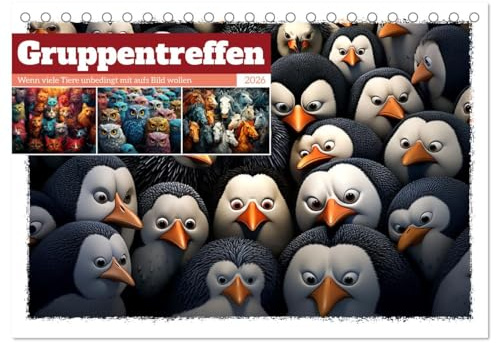 Gruppentreffen (Tischkalender 2026 DIN A5 quer), CALVENDO Monatskalender: Eine große Versammlung aus neugierigen Blicken (CALVENDO Tiere)