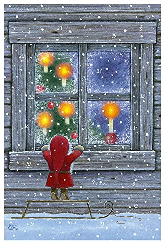 Korsch Adventskalenderkarte God Jul Neugieriger Tomte Nr.22129-12467