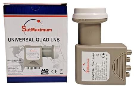 Universal Quad LNB 0.1db Polarized HD Digital Satellite Signal Receiver for Dish Antennas – High Gain, Low Noise, Weatherproof Design