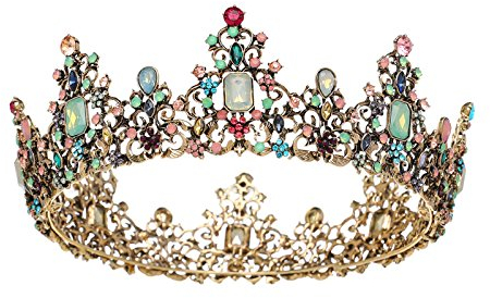SWEETV Runde Schmuck Krone für Frauen Volle Tiara Kristalle Diadem Cappello da Festa Accessori Costumi Abschlussbälle copricapo