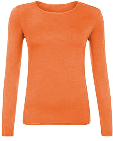 Ladies Womens Plain Long Sleeve Round Neck Top Basic T Shirt Layering Plus Sizes UK 8-26