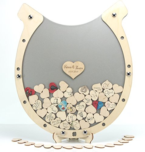 Laserano Hochzeit Gästebuch Alternative Hufeisen Holz – Personalisierbar - Wunschgravur