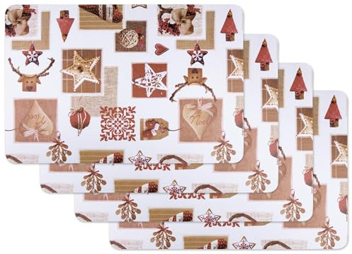 Venilia Santa Salvamanteles, Mantelería, Mantel Individual para el Comedor, Apto para Alimentos, 4 tajada, Rojo, 45 x 30 cm, 59066, 30 x 45 cm, 4