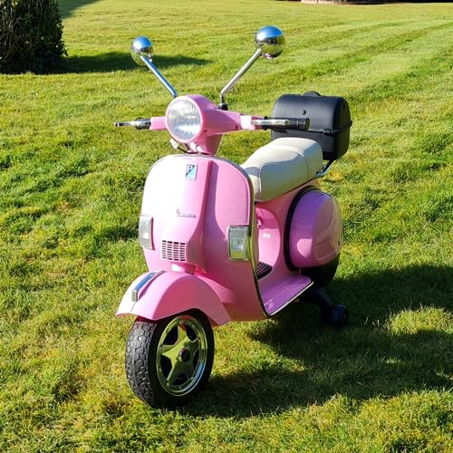 Vespa Classica 12V Piaggio - Rosa- Moto elettrica per bambini fino a 7 anni. Batteria 12v portapacchi in omaggio
