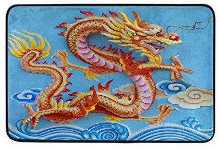 Use7 Chinesische Kultur Drache Fußmatte Indoor Outdoor Eingang Fußmatte Badezimmer 60 x 40 cm
